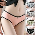 thumbnail image 1 of rygai Women Panties Contrast Color Bow Stretchy Moisture-wicking Briefs for Daily Wear,Pink M, 1 of 7