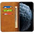 thumbnail image 4 of iPhone 11 Pro Max Wallet Case,Premium PU Leather Flip Folio Case with Card Slot,Kickstand Holder Magnetic Closure [TPU Shockproof Interior Case] for Apple iPhone 11 Pro Max,6.5",Khaki+Brown, 4 of 9