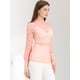 thumbnail image 3 of Blusa floral de manga larga con cuello alto y manga larga con encaje de malla para mujer Rosa M, 3 of 6