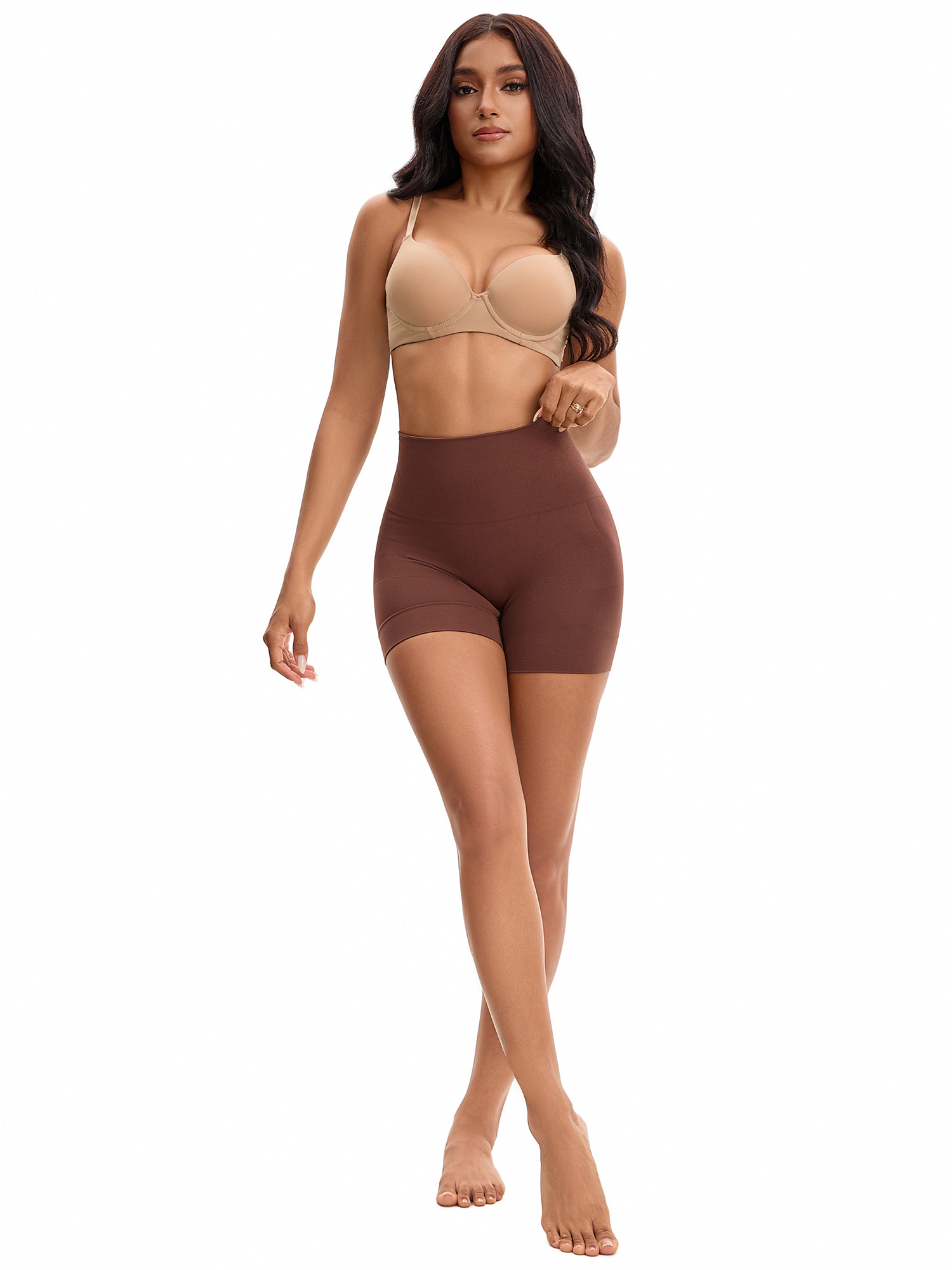 Unique Bargains High Waisted Seamless Control Panties L Coffee
