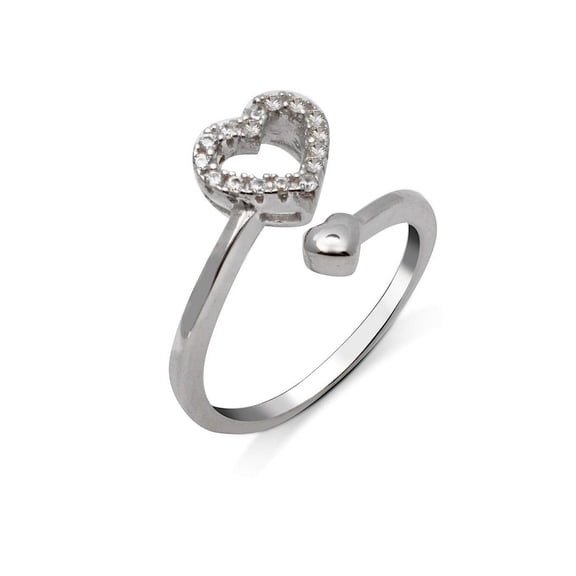Jewelryweb Solid 925 Sterling Silver Cubic Zirconia Cubic Zirconia Open Love Heart toe ring (10mmx12mm) toe ring for Wom