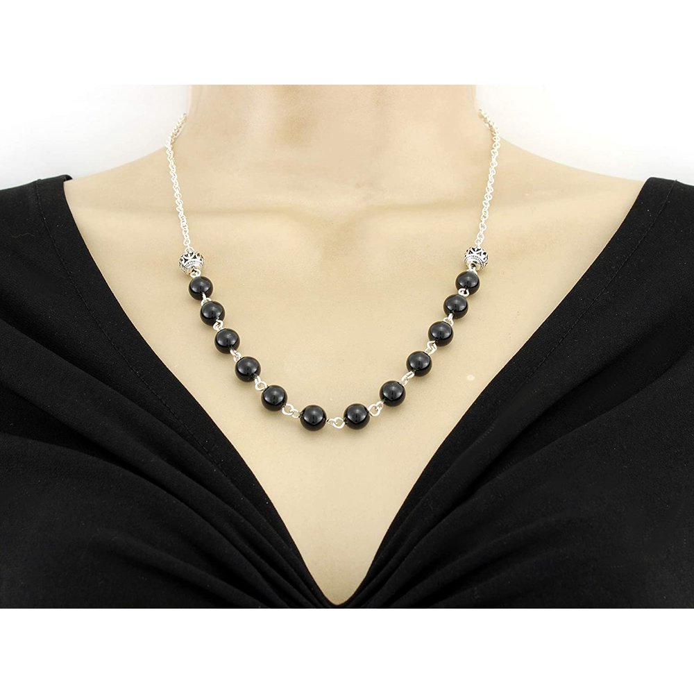 Brenda Elaine Jewelry Necklace with Black Swarovski or Czech Pearls