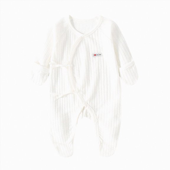 CAUYDY Preemie Girls Pajamas Baby Clothes Fall Winter Newborn Long Sleeve Bodysuit Infant Girl Romper Toddler One-Pieces 0 3 6 9 Months 1T 2T Sizes 1-3 Months,White