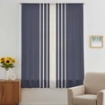 thumbnail image 3 of Beige Striped Sheer Curtains 84 Inches Long, Midnight Blue Geometric Simple Retro Light Filering Curtains, Breathable Simi Curtain Privacy Drapes for Living Room Bedroom Lightweight Window Treatment, 3 of 9