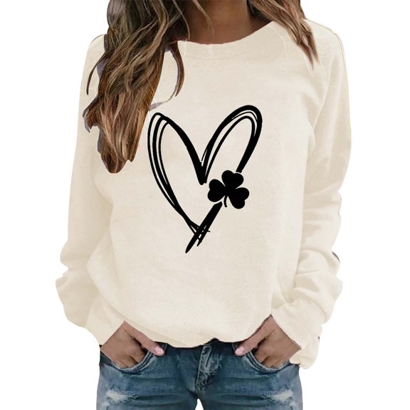 PUMXQ Sweatshirt for Women College Sweatshirt Graphic Crewneck Lightweight Basic Soft Loose Pullover Sweatshirts Graphic Long Sleeve Plus Size Sweatshirt Casual Fall Clothes Beige L