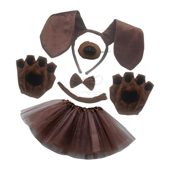 Diadema con Orejas de perro y pajarita de cola jinwen Disfraz Diadema de cola de disfraz Marrón