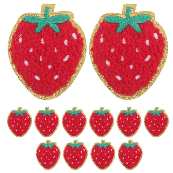 MEIBUTYUP Red Strawberry Iron-On Embroidered Patches for Clothes, Bags, Hats, Craft Projects and Accessories