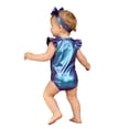 thumbnail image 5 of Hansber 2Pcs Metallic Outfit for Baby Girls Sparkly Romper Toddlers Birthday Party Fancy Dress Up Blue 6-12M, 5 of 7