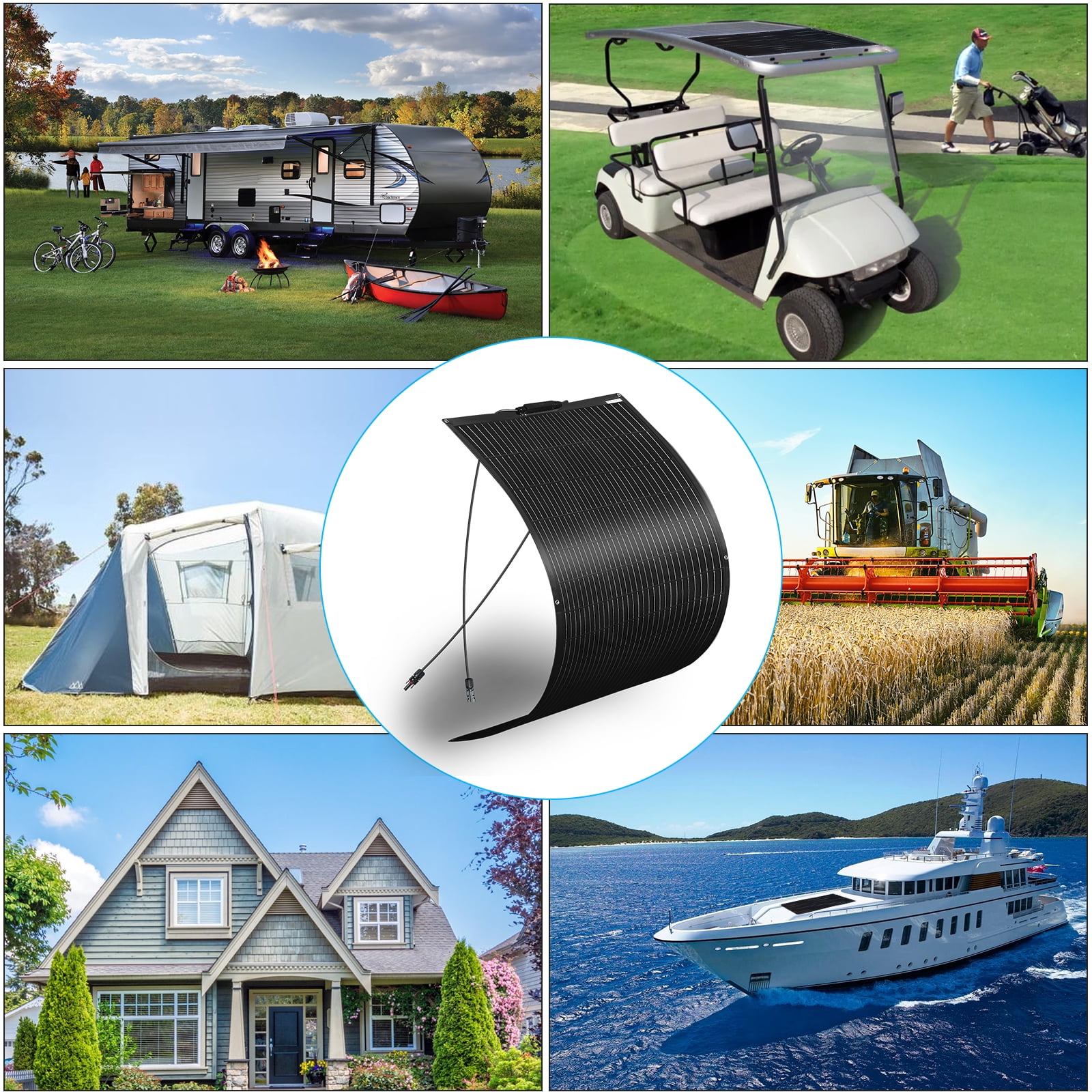 120W Flexible Solar Panel 120 Watt Monocrystalline Solar PV Off-Grid System for RV Boat Outdoor Camping