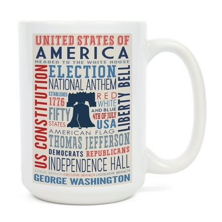 

15 fl oz Ceramic Mug Americana Typography Dishwasher & Microwave Safe