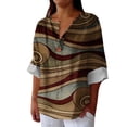 thumbnail image 1 of WZXFASHION T-shirt à Manches Longues Imprimé Rétro pour Femmes, Manches Trois-Quarts, Liquidation, 1 of 4