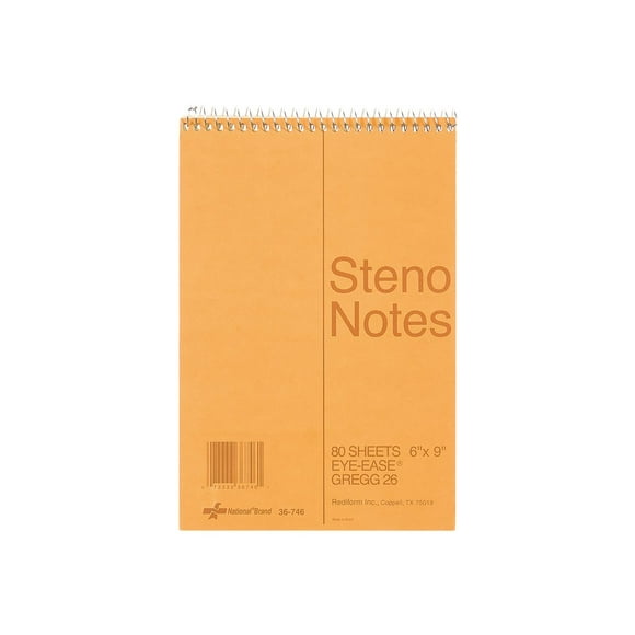 National Brand - notes de Sténéo - Reliure Spirale - - 80 Feuilles / 160 pages - Gregg - Couverture Marron - Carton