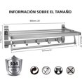 thumbnail image 3 of CEJGXOZ Toallero para Ba&ntilde;o, Toallero con Barra de Toalla y 5 Ganchos para Ba&ntilde;o/Cocina, Estante de Ba&ntilde;o de Acero Inoxidable Montado en La Pared，Accesorios de, 3 of 7