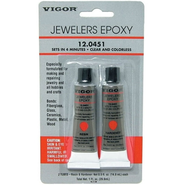 Vigor Jewelers Jewelry Epoxy 2 Part Glue Clear Colorless Sets 4 Minutes