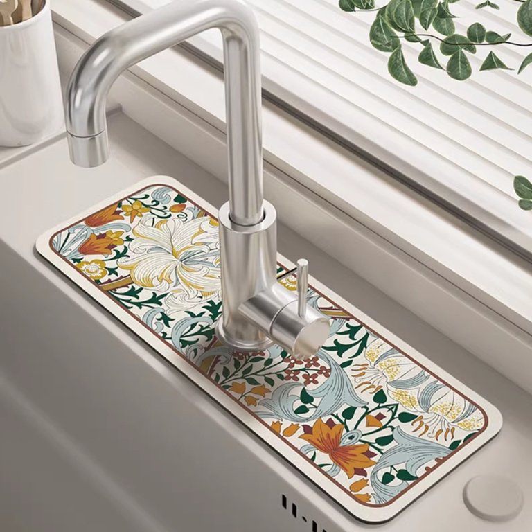 Fantasy Style Faucet Draining Mat, Vintage Soft Diatom Mud Non