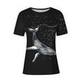 thumbnail image 4 of Womens Dolphin Pattern Tunic Tops Round Neck Short Sleeve Shirts Casual Dressy Tee Blouses Plus Size Tee Shirts Going Out Tops 2025 Summer, 4 of 4