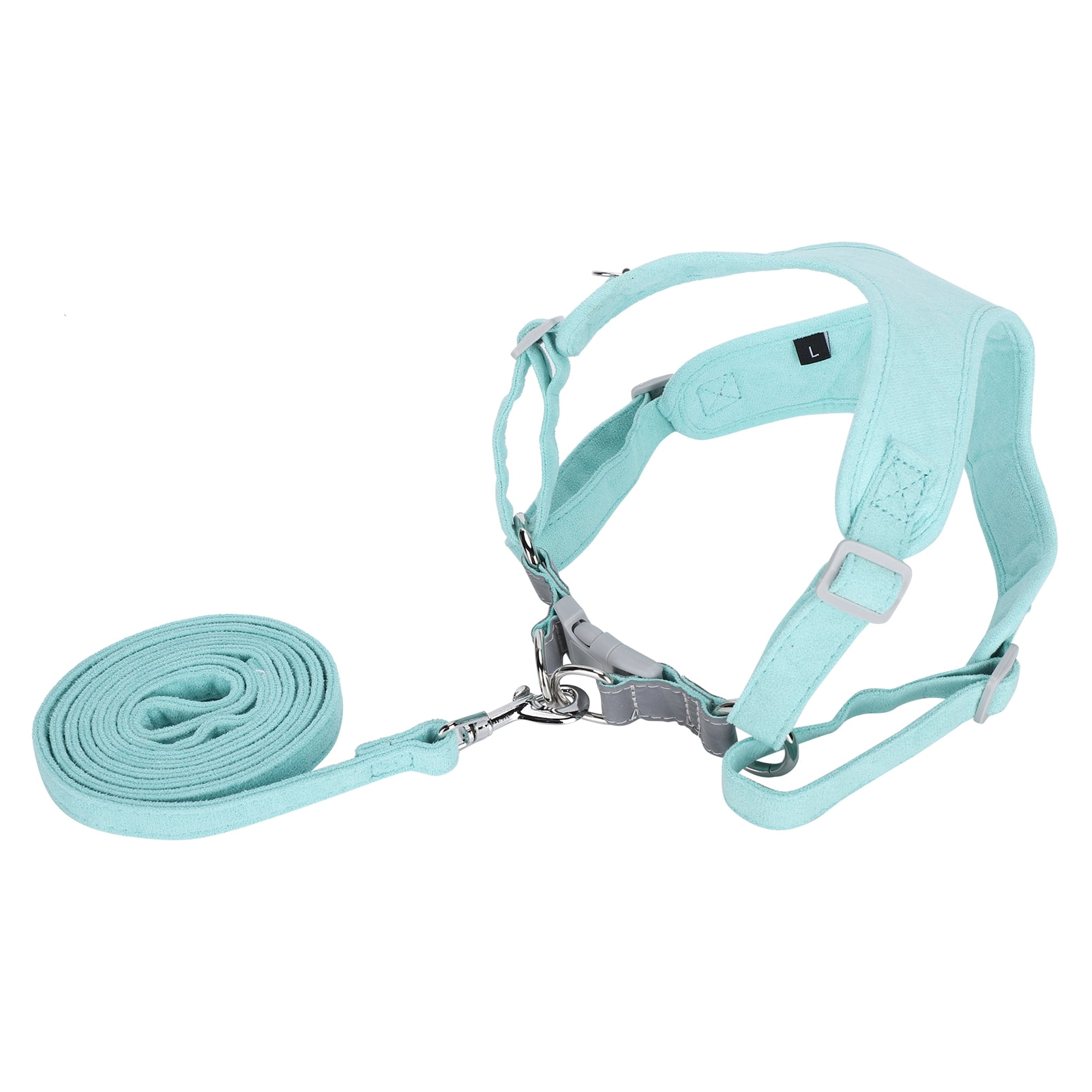 LAZIOEGR Suede Reflective No Pull Dog Harness and Leash Set Mint Green XXS (10 inches / 25.4 cm) Adjustable Vest Comfortable Breathing Belt For Small Dogs Kittens Daily Walking Running Training Safe
