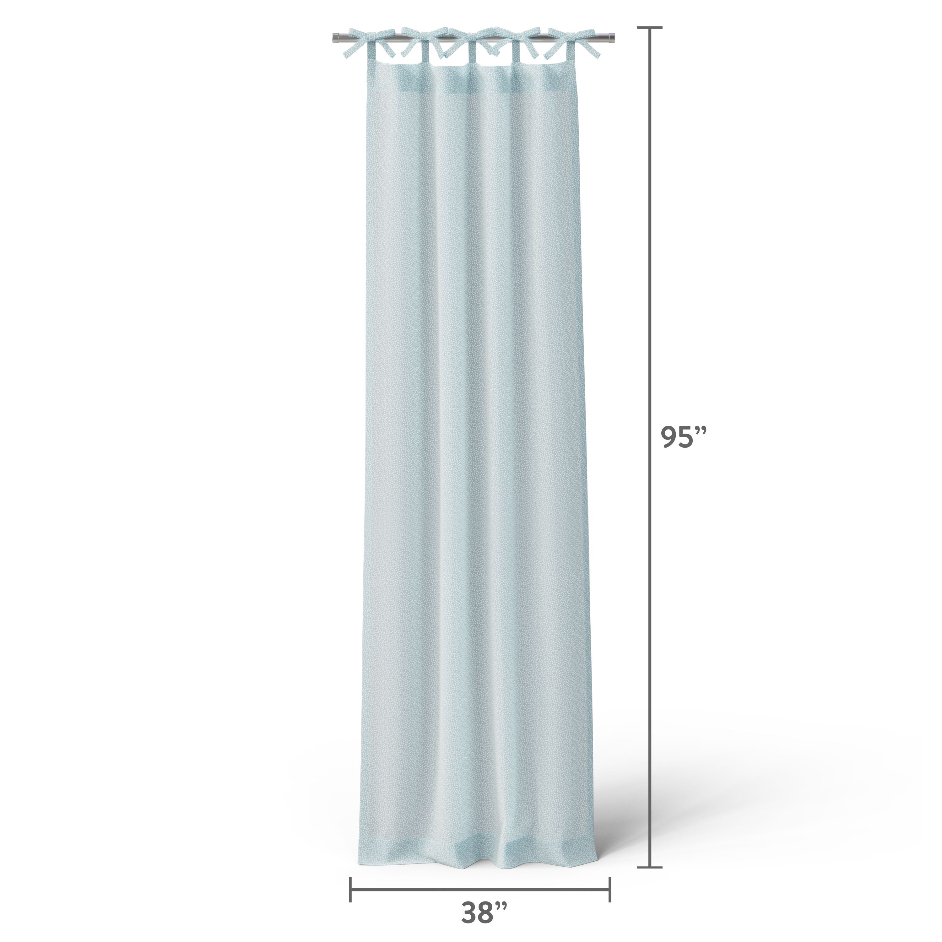 Mainstays Kids Aqua Blue Dotted Light Filtering Tie Top Single Curtain Panel, 38 in W x 95 in L