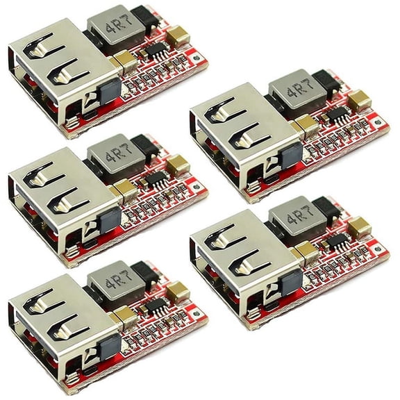5 Pcs DC-DC Converter Car USB Charger Module 6-24V 12V 24V to 5V 3A Voltage Regulator Power Supply Module