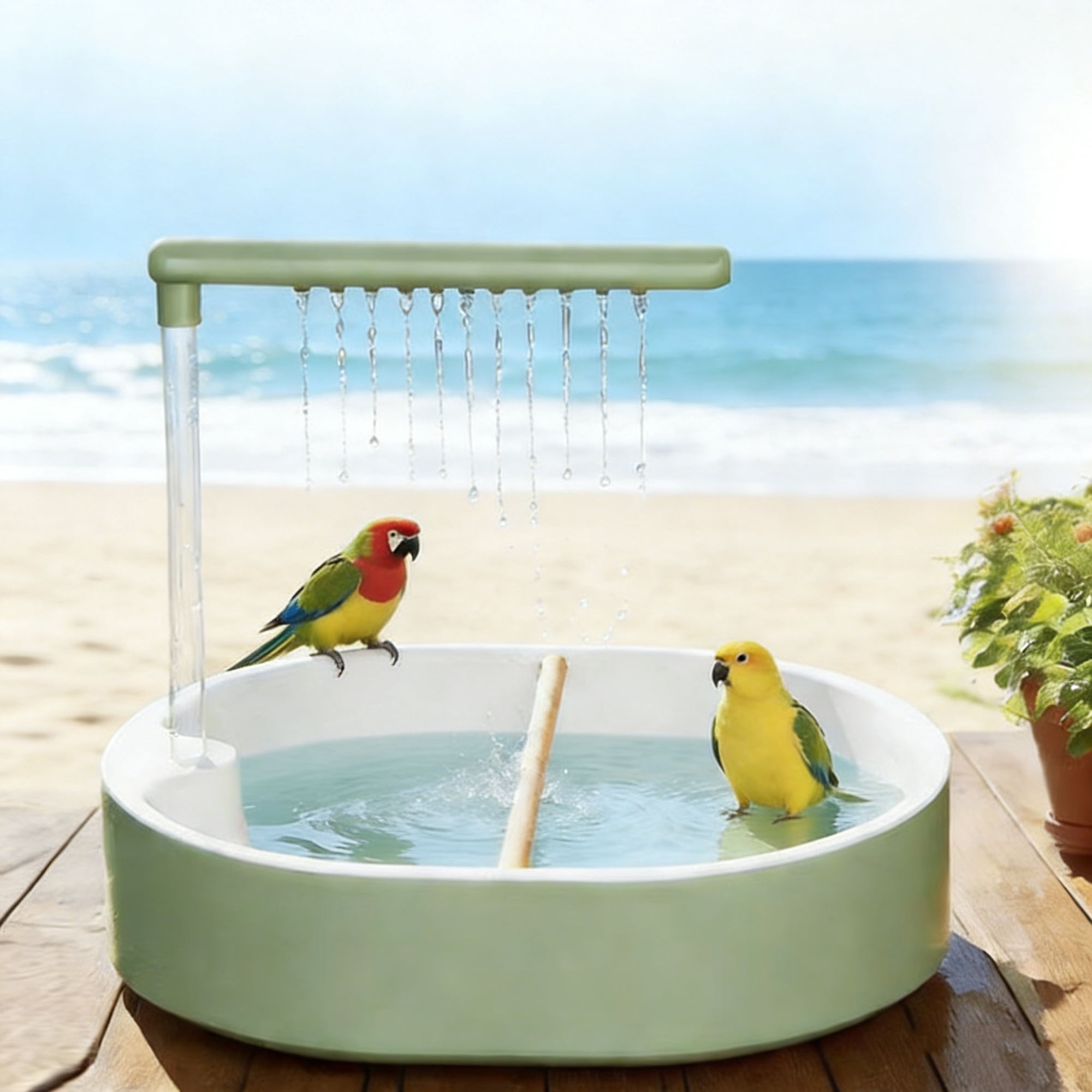 Parakeet Bird Bath for Cage Indoor,Parrot Bird Shower Budgie Bath Splash Guard,USB Charging Quiet Pump Detachable Bathtub,Automatic Circulating Water Bathtub for Pet Bird.