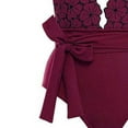 thumbnail image 3 of YueHuiYing Women Solid-Color V Neck One Piece Swimsuit Halter Backless Ruched Tummy Control Bathing Suit, 3 of 5
