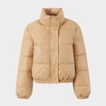 thumbnail image 1 of Chaqueta de algodón de cuero PU para mujer, chaqueta corta de cuello alto, cálida, de algodón, para motocicleta, para chica, informal, 1 of 6