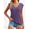 thumbnail image 3 of Womens T Shirts V Neck Short Sleeve Casual Loose Fit Basic Tees Tank Tops Solid color Casual Summer Fashion Trendy Outfits Clothes Blouse ﻿, 3 of 3