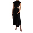 thumbnail image 3 of One opening Women's Summer Pleated Sundress Mock Neck Sleeveless Backless Cutout Dress High Waist Flowy A-Line Long Dress, 3 of 6