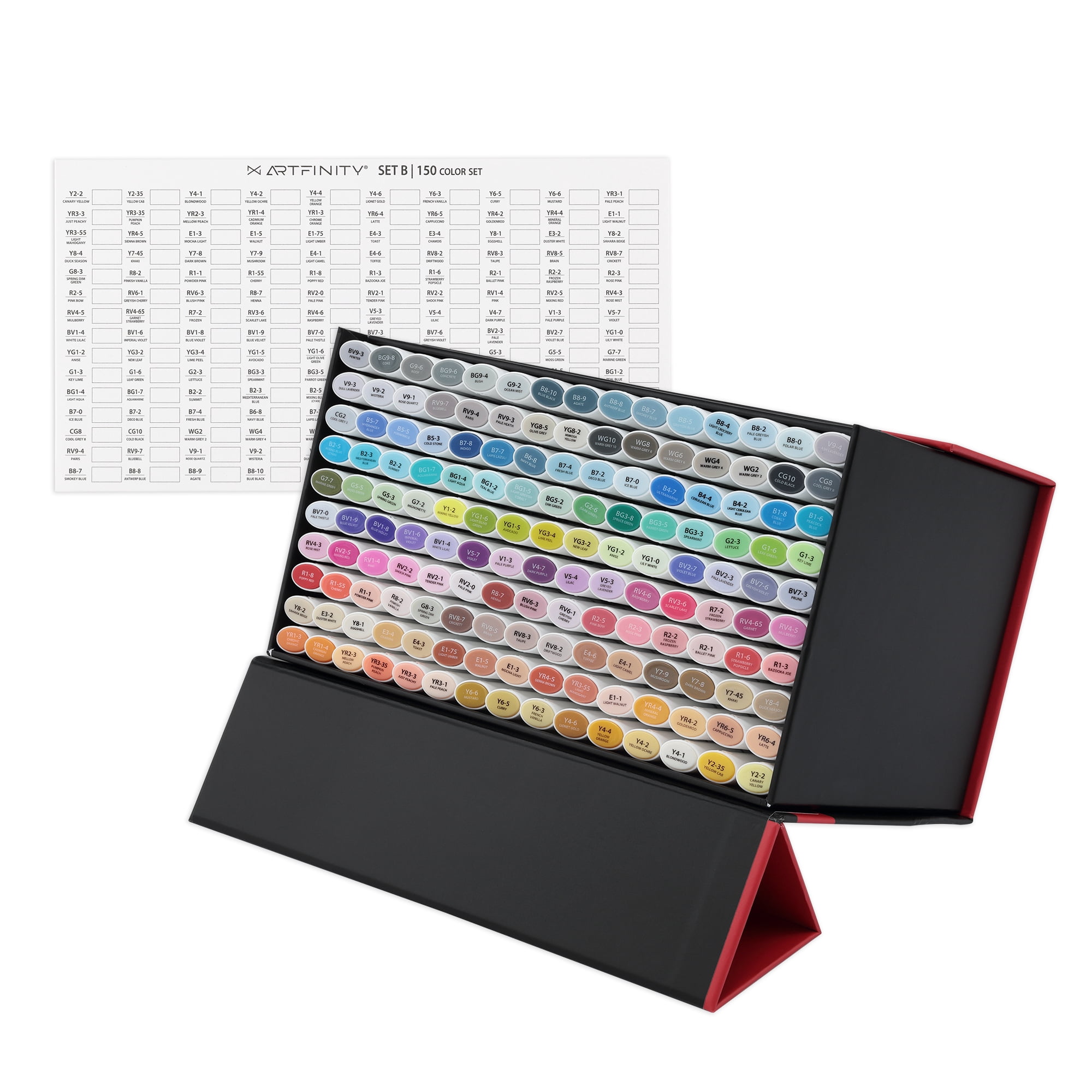 Artfinity Sketch Marker Set B - Assorted - Set of 150 - Vibrant, Professional, Dye-Based Alcohol Markers for Artists, Drawing, Students, Travel, & More