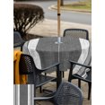 thumbnail image 5 of Outdoor Tablecloth with Umbrella Hole for Patio/Picnic/Party/Camping, Vintage Black Gray Striped Waterproof Table Cloth Square Cover Washable, Farmhouse Modern Stripes Boho (60"x 60"), 5 of 9