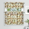 thumbnail image 2 of Kitchen Curtains 36 Inch Short - 3 Panel Set with Cute Farmhouse Egg & Chicken Print, Rod Pocket Window Curtain, 100% Polyester for Rustic Coop, Farm Kitchen, Easy Wash, 2 of 6