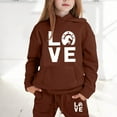 thumbnail image 2 of Big Girls Outfits Set Kids Letter Print Hoodie Pants Casual Comfy Two Piece Outfit Kids Clothing Brown Size 12-13T, 2 of 4