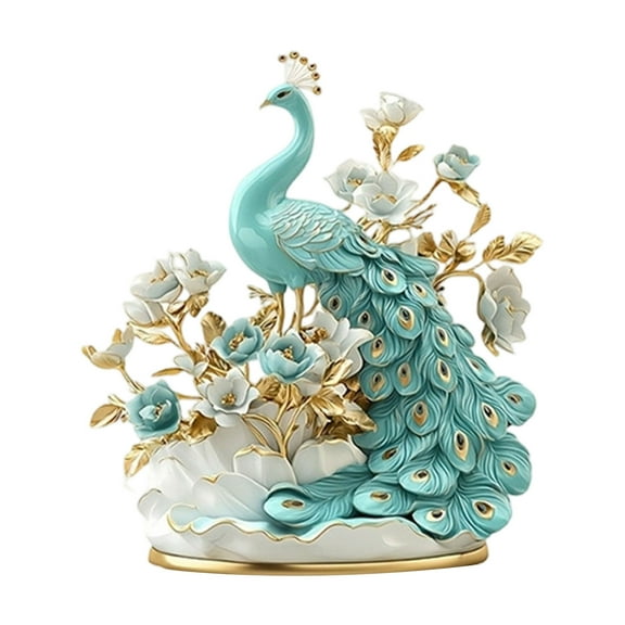 COOLHOOD Acrylic Peacocks Statues Desk Decorative Figurines Lovely Animal Figurines Sculptures for Home Office Table Ornaments