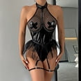 thumbnail image 4 of Gibobby Conjunto de lencería Conjunto de Ropa Interior Sexy para Mujer Lenceria Erotica De Encaje con Cuello Sensual Lenceria Sexy para Mujer(Negro, XG), 4 of 5