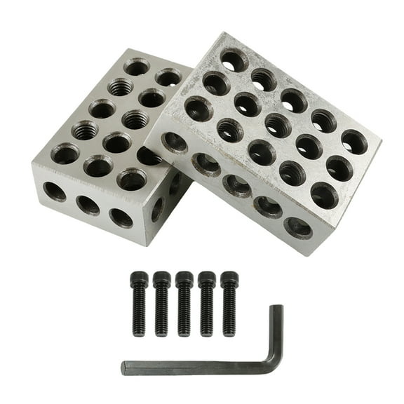 1-2-3 Blocks Matched Pair Hardened Steel 23 Holes (1x2x3) 123 Set with Screws & HEX KEY Precision Ground Machinist Set Up Blocks