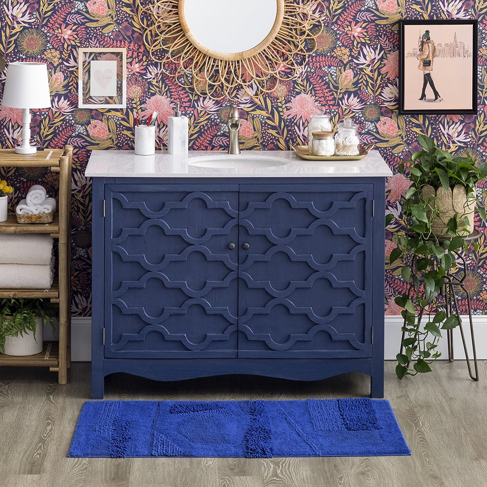 Mohawk Home Composition Cotton Bath Mat, Fiesta Cobalt, 1' 9" x 2' 10"