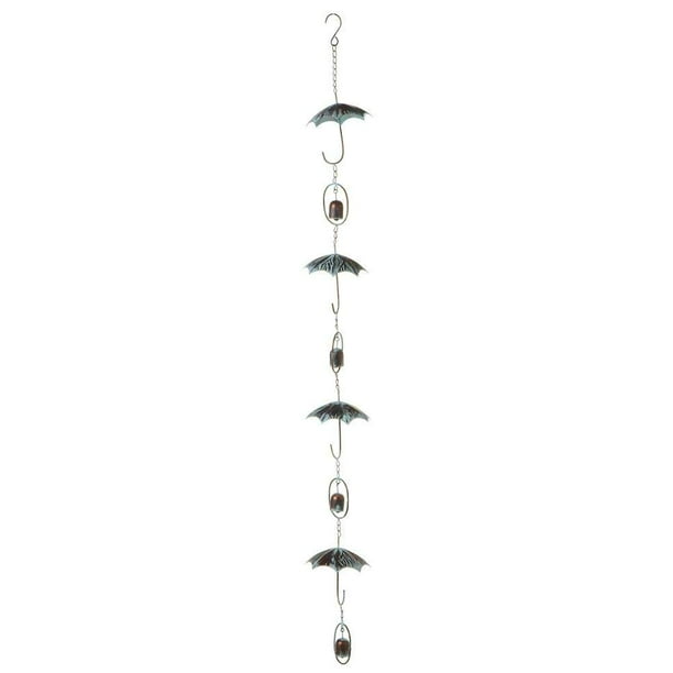 Green Patina Umbrella Rain Chain with Bells