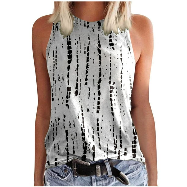 Camiseta holgada sin mangas con cuello redondo y estampado de moda para mujer Pompotops lopia993823