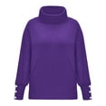 thumbnail image 3 of Lroplie Workout Tops for Women Plus Size Round Neck Long Sleeve Womens Shirt Fashion Bow Collar Solid Buttons Sleeve Knitted Sweater Warm Top Clothes Purple 2023 4XL, 3 of 8