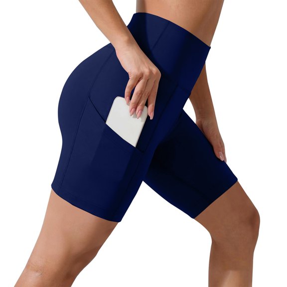 Yoga Pants With Pockets For Women Womens Yoga Shorts With Pockets High Waisted Womens Shorts Suitable For Cycling Sportswear Running Yoga And Sports Athletic Seamless Summer Yoga Shorts Navy S