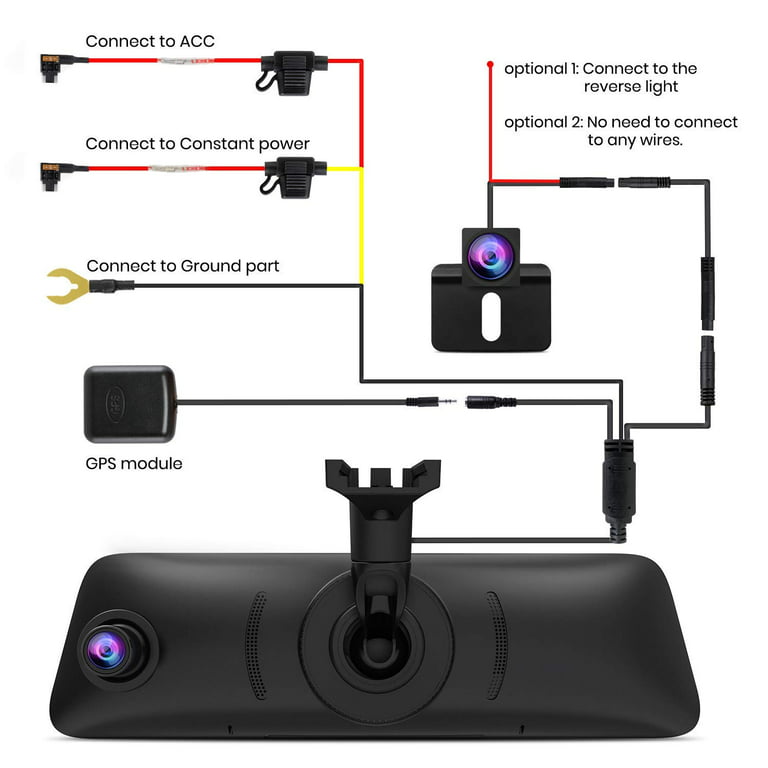 AUTO-VOX V5PRO OEM Look Rear View Mirror Camera with Neat Wiring, 9.35''  Full Laminated Ultrathin Touch Screen No Glare Mirror Dash Cam, Dual 1080P  
