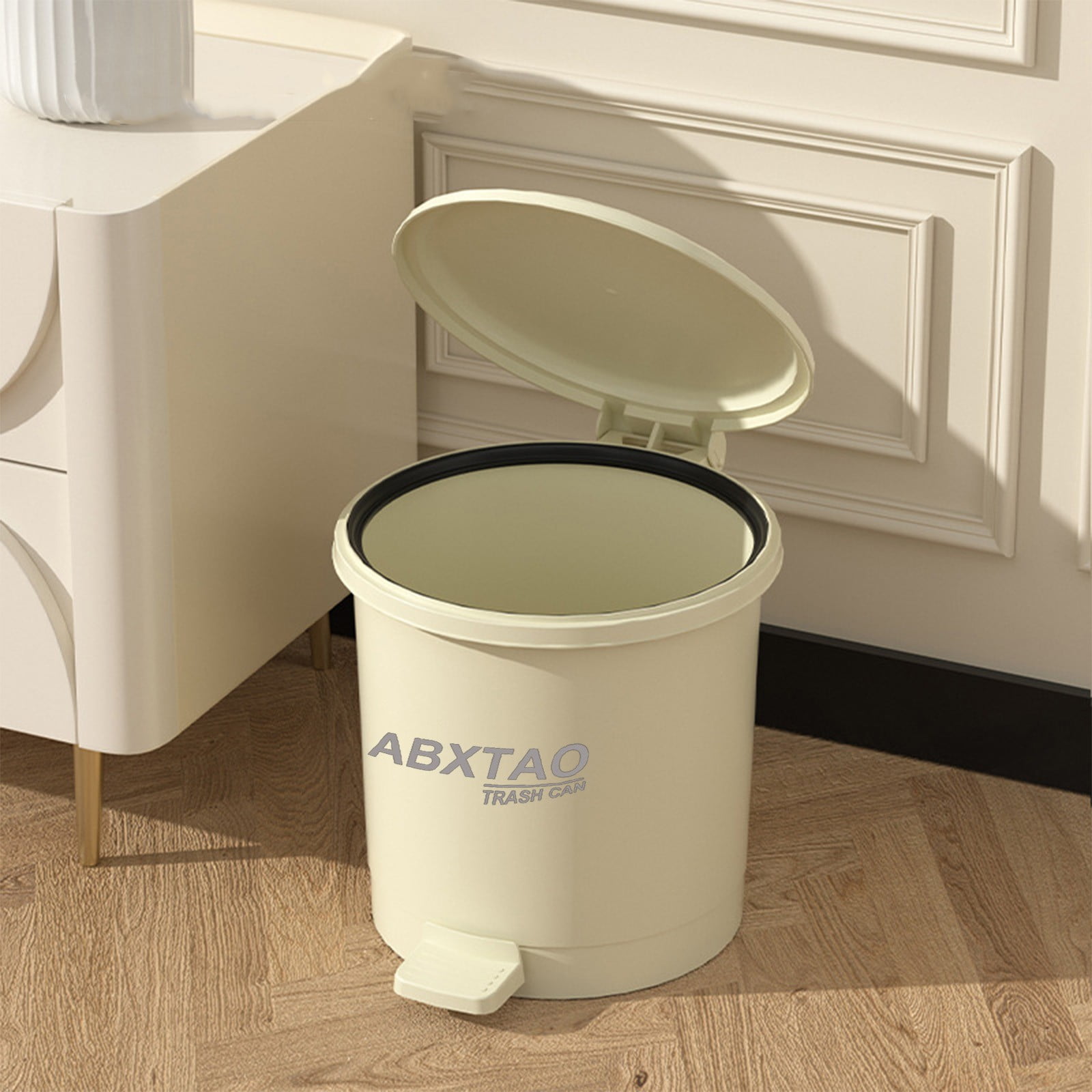Modern Plastic Foot Pedal Trash Can with Lid | Durable Odor Control Garbage Bin for Kitchen Bathroom Office | Silent Close | Multiple Sizes Available | 1 Pack