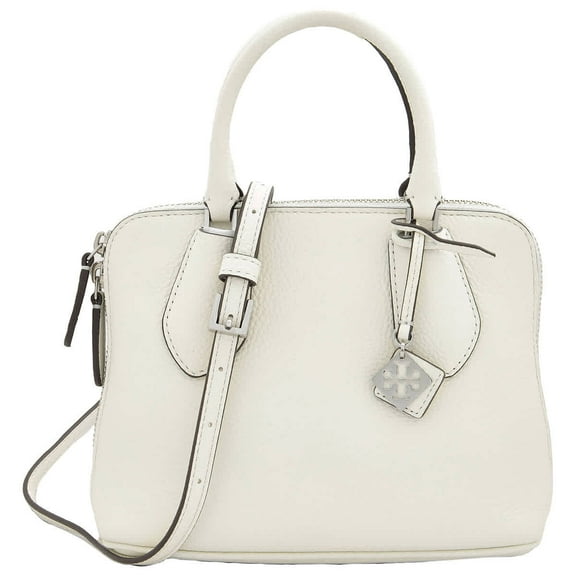 Tory Burch White Pebbled Leather Mini Swing Satchel