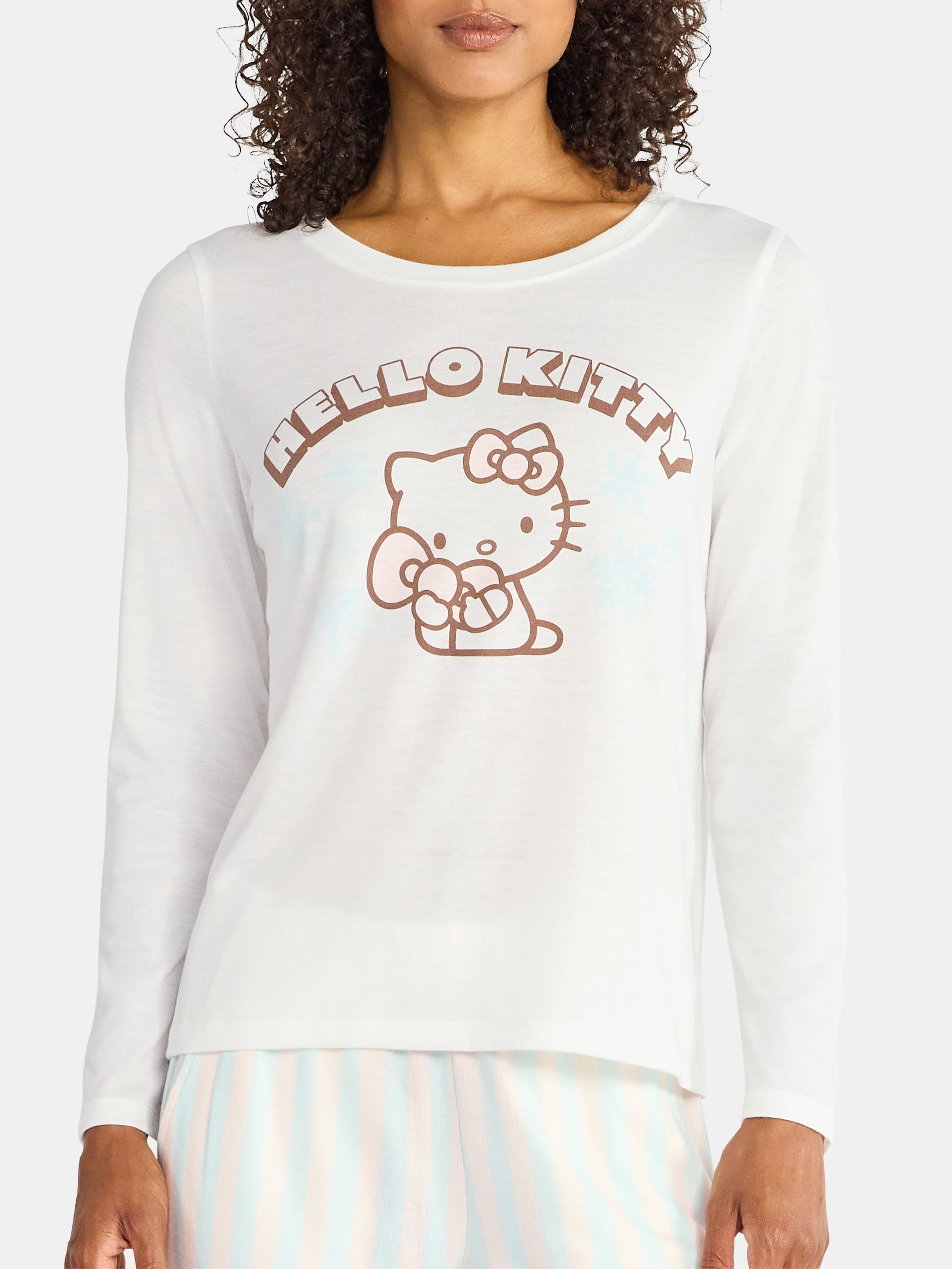 Grayson Social Hello Kitty Women's Snowflake Sleep Tee and Joggers Pajama Set, 2-Piece, Sizes S-3X