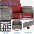 thumbnail image 3 of Muphyers 3-Piece Swivel Rocker Chairs Set, Rattan Patio Furniture Set with 4" Thick Cushions & Double-Layer Tempered Glass Table, Outdoor Conversation Set for Deck Porch,Red, 3 of 9
