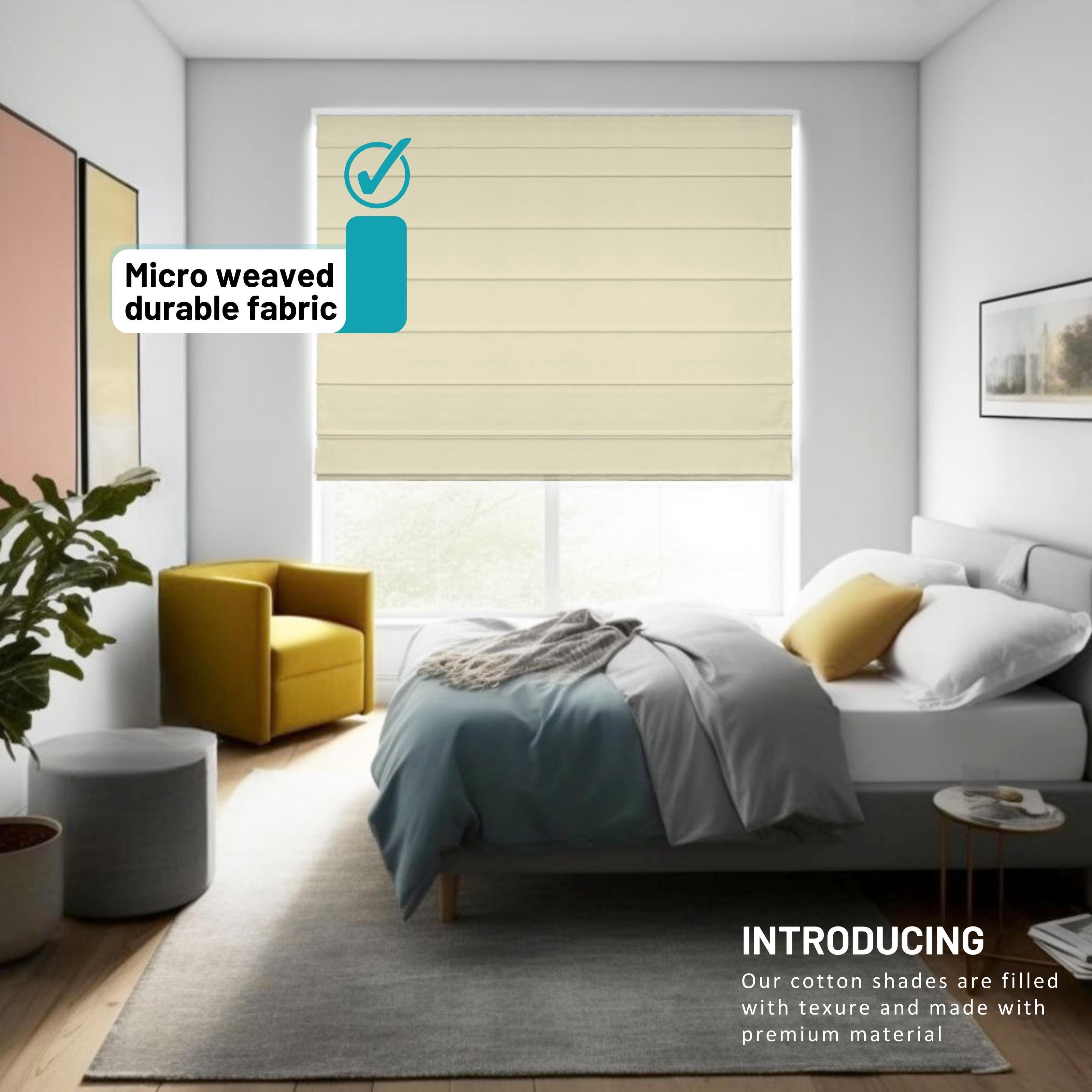 Chicology Cordless Roman Shades, Cream (Cotton), 39"W X 64"H