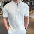 thumbnail image 2 of Men's Zipper Knit Polo Shirt Short Sleeve Polo T-Shirt, 2 of 4