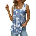 thumbnail image 2 of Womens Tank Tops Loose Fit Flowy Beach Tank Tops Sleeveless Square Neck Pleated Casual Summer Tank Shirts Blouses Tunics, 2 of 6