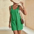thumbnail image 6 of Riforla Women's Tie Shoulder Overall Shorts Scoop Neck Romper Jumpsuit with Pocket Women's Jumpsuit GN4 S, 6 of 7