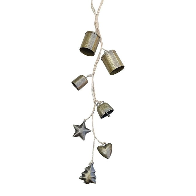 Christmas Bell Colgante Decoración Metal Vintage Jute Campana Ornamento Colgante Diseño Retro Adecuado para Celebraciones Navideñas Decoración de Boda